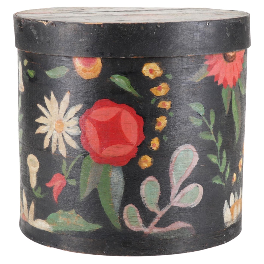 Hand-Painted Floral Bentwood Box