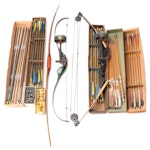 Robin Hood Little John, Bear Super Magnum Compound Bows with Recurve and Arrows