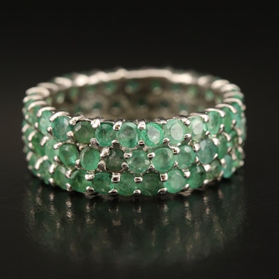 Sterling Emerald Triple Row Eternity Band