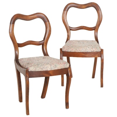 Pair of Victorian Carved Walnut Side Chairs, Late 19th to Early 20th Century