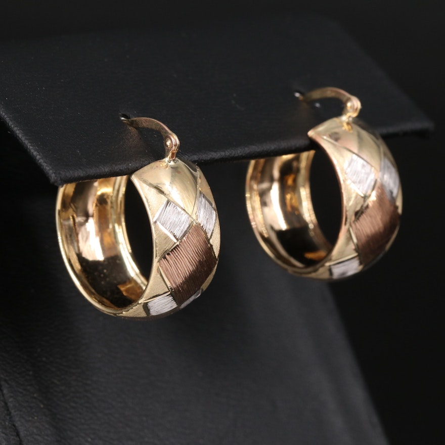 14K Tri-Color Gold Hoop Earrings