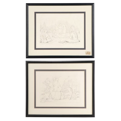 Lithographs After H.W. Collards and George Elgar Hicks of a Storytelling Scene
