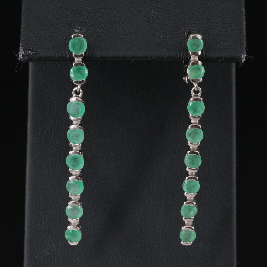 Sterling Emerald Drop Earrings