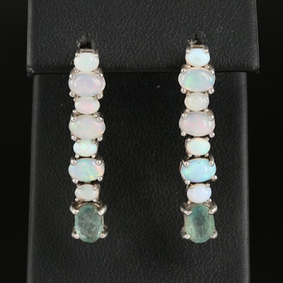 Sterling Opal and Emerald Earrings
