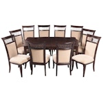 Eleven-Piece Havertys "Astor Park" Cherry-Stained and Metal-Mounted Dining Set