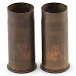 French WWI 37mm Brass Artillery Shell Vases, 1917 and 1918