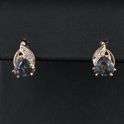 10K Topaz and Diamond Earrings