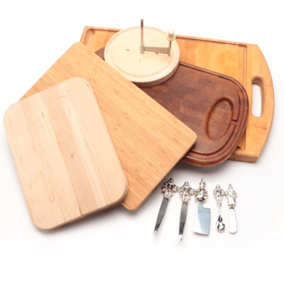 Nissen, Breville, and Other Cutting Boards with Holiday Cheese Knives