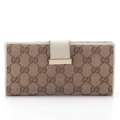 Gucci Wallet in GG Monogram Canvas and White Leather