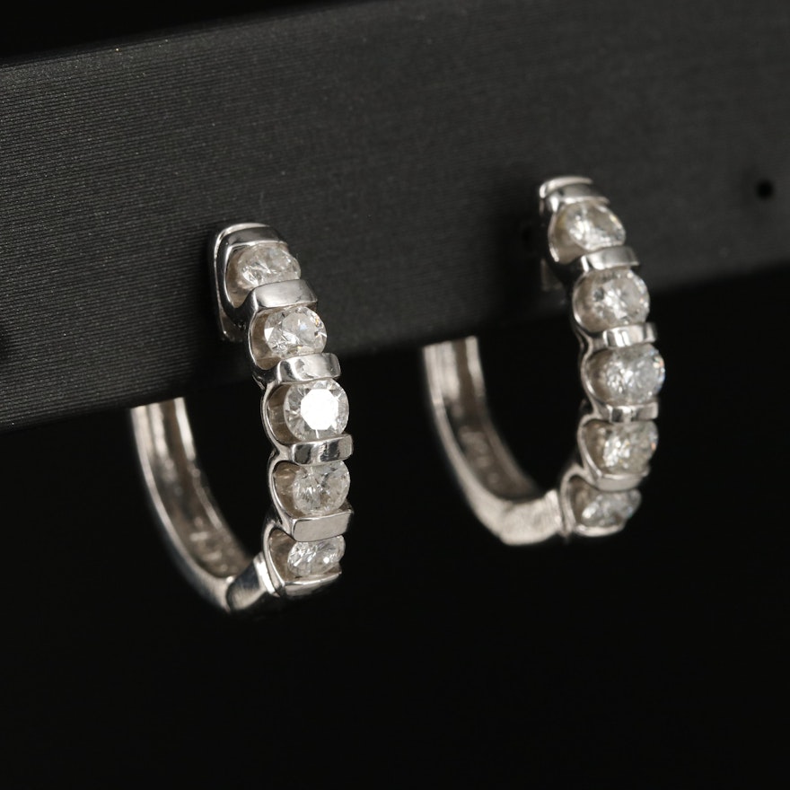 14K 1.00 CTW Diamond Huggie Earrings