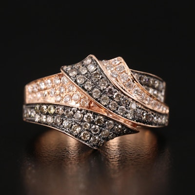 14K Rose Gold and 0.85 CTW Diamond Bypass Ring