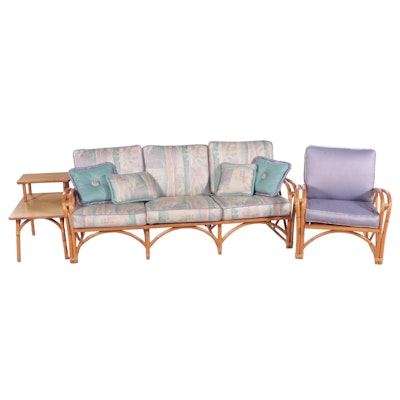 Heywood-Wakefield Ash/Bamboo-Style Sofa, Lounge Chair and End Table
