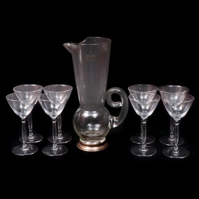 Pitcher and Martini Glasses, Late 20th Century