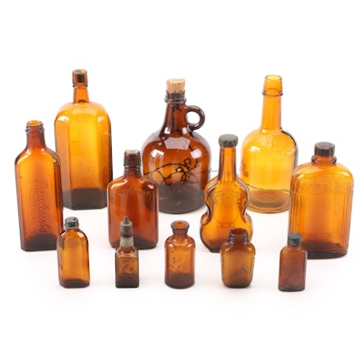 Owens-Illinois Glass Co. with Other Amber Glass Bottles, Early to Mid-20th C.