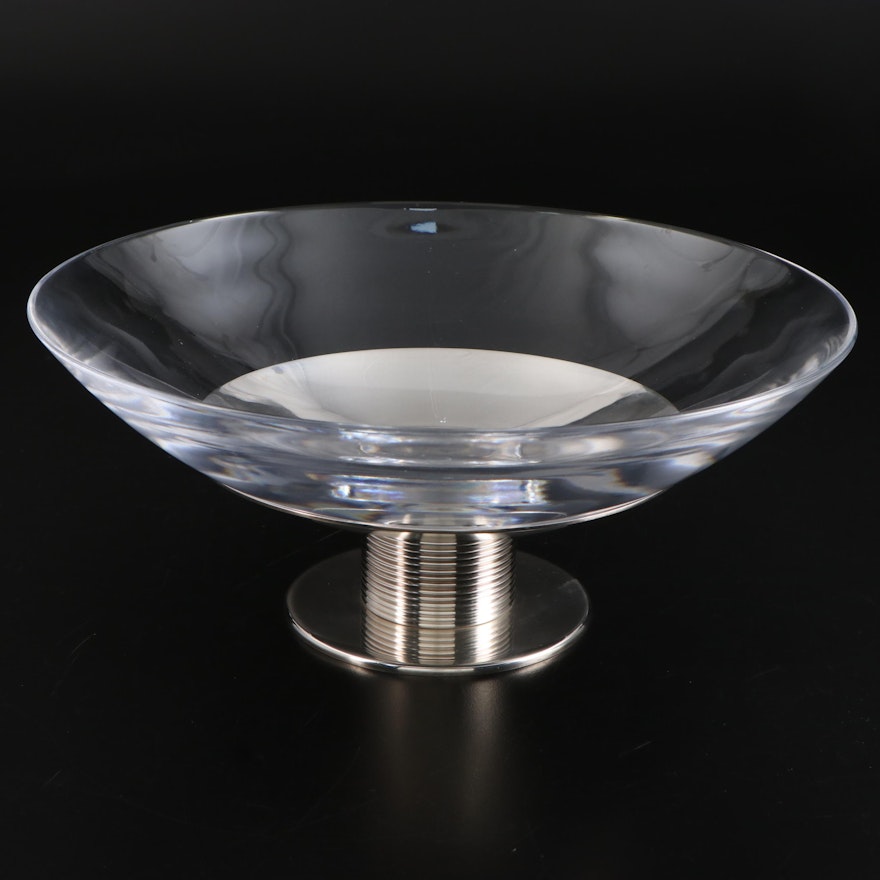 Christofle "K + T" Silver Plate And Glass Centerpiece Bowl