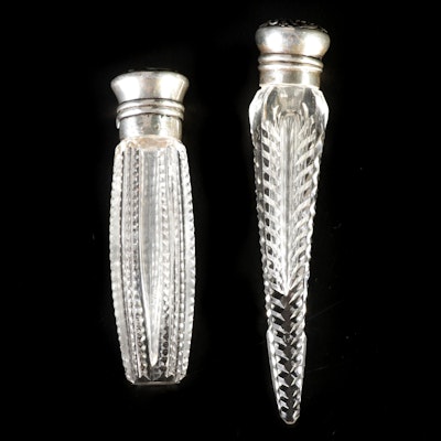 Glass Snuff Bottles with Sterling Silver Tops, Late 19th to Early 20th Century