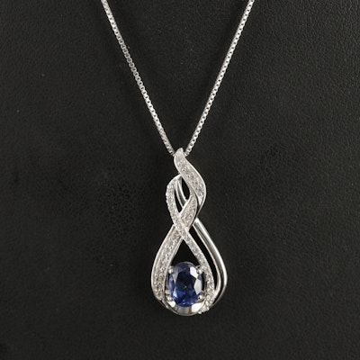 Sterling Sapphire and White Sapphire Infinity Pendant Necklace