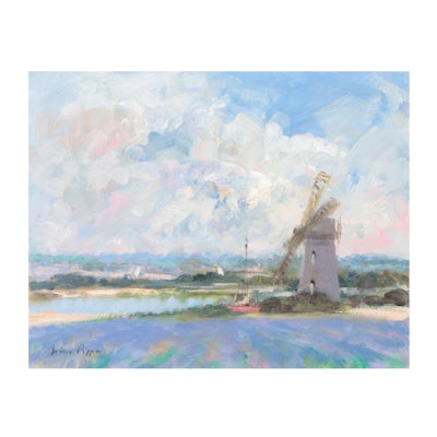 Nino Pippa Oil Painting "Provence - Rhone Valley - The Derelict Windmill"