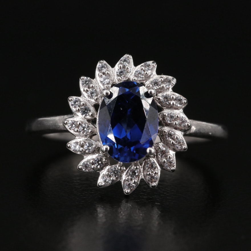 Sterling Sapphire and White Sapphire Ring