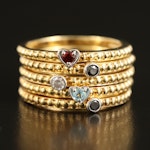 Sterling Diamond Stacking Rings Including Hearts