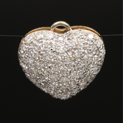 14K 0.59 CTW Pavé Diamond Heart Pendant