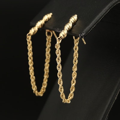 10K Braided Chain Link Drop Earrings