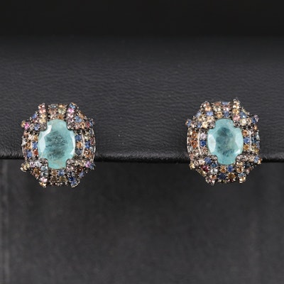 Sterling Beryl and Sapphire Earrings