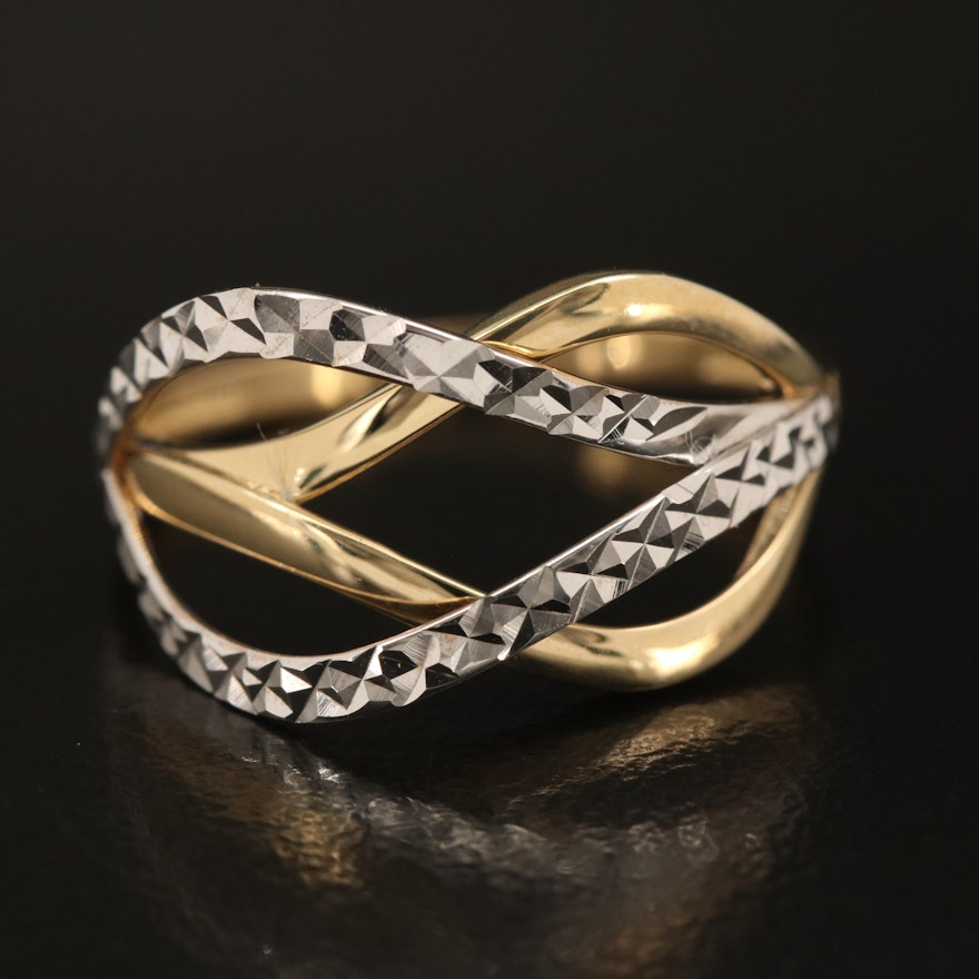 14K Two-Tone Crossover Ring