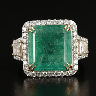 Platinum 7.92 CT Columbian Emerald and 1.12 CTW Diamond Ring with GIA Report
