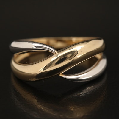 14K Two-Tone Swirl Ring