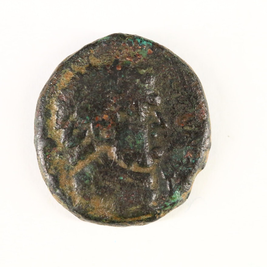 Ancient Roman Provincial Judaea Ascalon Bronze Coin of Vespasian, 69–79 AD