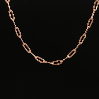 Italian 10K Rose Gold Elongated Cable Chain Necklace