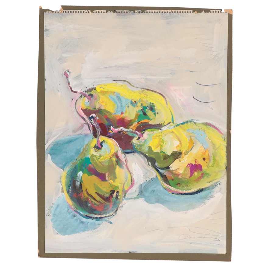 Robert Domin Still Life Oil Painting of Pears, Circa 1990