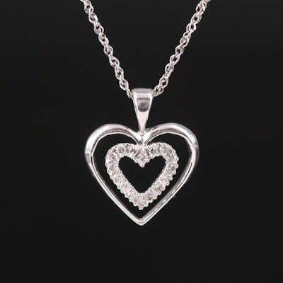 10K and 14K 0.07 CTW Diamond Heart Necklace