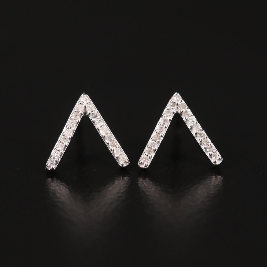 Sterling Diamond 'V' Stud Earrings