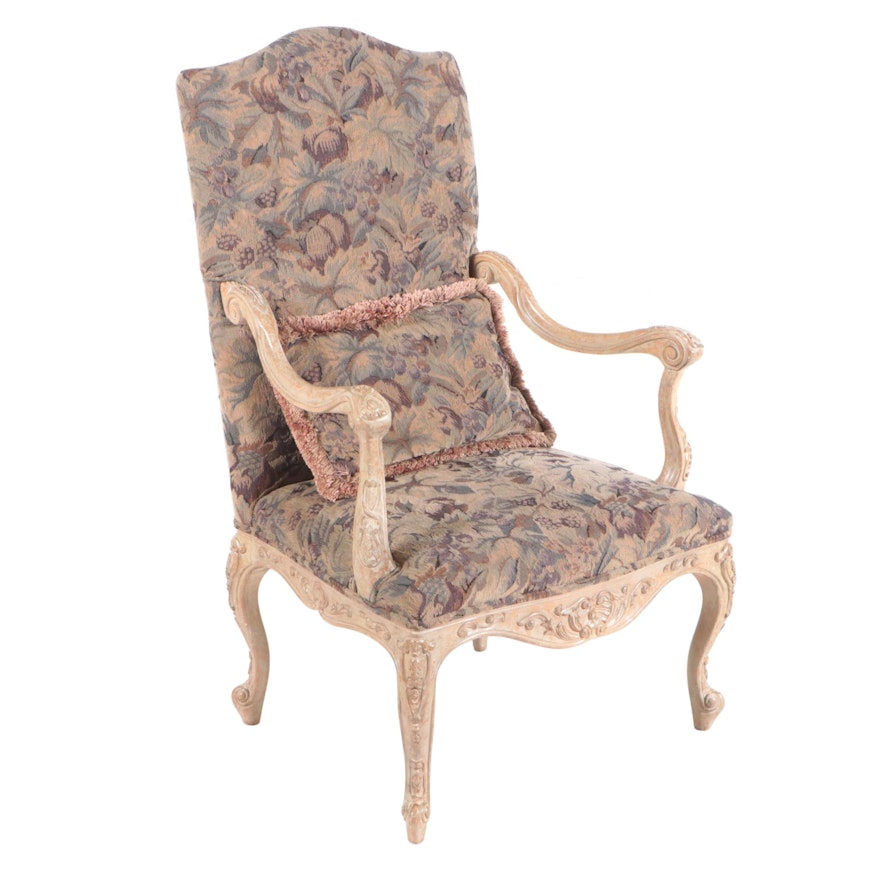 Lexington Louis XV Style Cream-Painted Beech and Custom-Upholstered Fauteuil