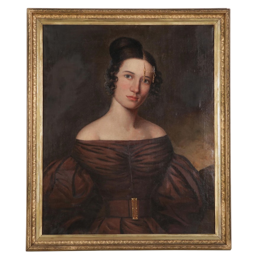 American School Oil Portrait of Mary Priscilla Snowden, Late 19th Century