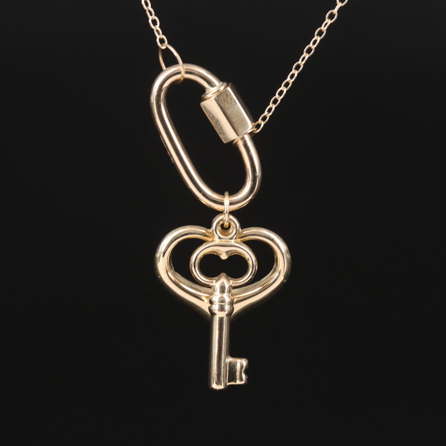 14K Heart and Key Necklace