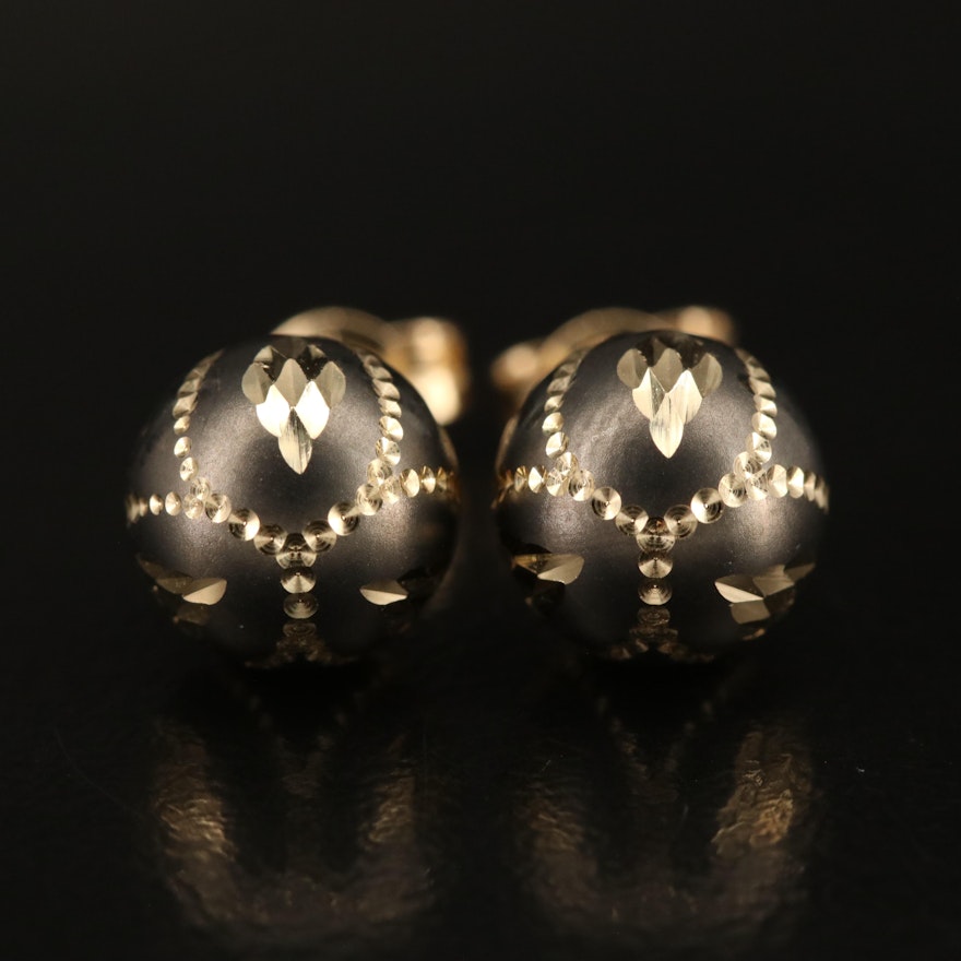 14K Diamond Cut Orb Stud Earrings