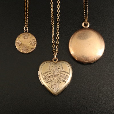 Antique Locket Necklaces Including Sterling