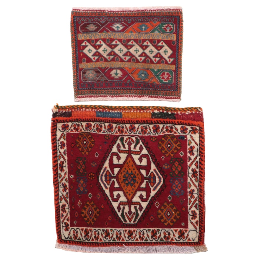 Two Hand-Knotted Caucasian Kazak Floor Mats
