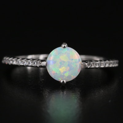 Stelring Opal and Cubic Zirconia Ring
