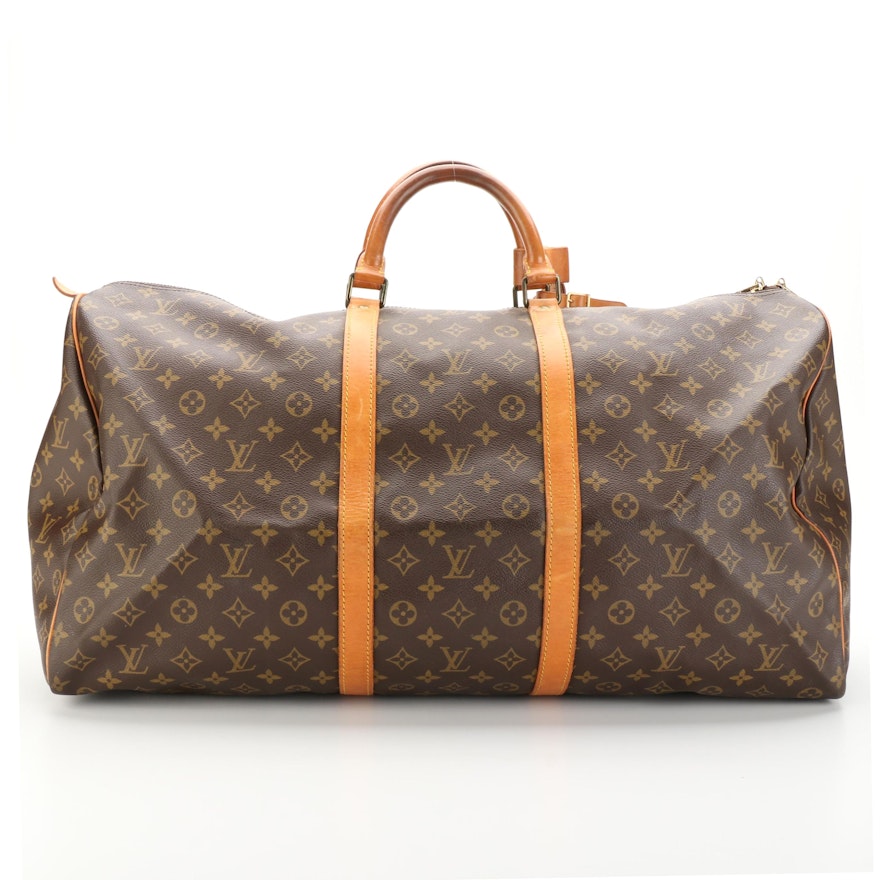 Louis Vuitton Keepall 60 Travel Bag in Monogram Canvas and Vachetta Leather