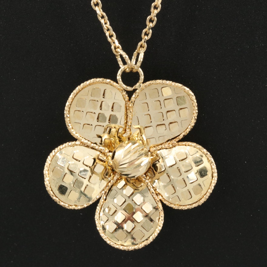 14K Diamond Cut Pansy Chain Necklace
