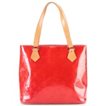 Louis Vuitton Houston Tote Bag in Red Vernis and Vachetta Leather