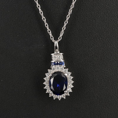 Sterling Sapphire Pendant on 10K Chain