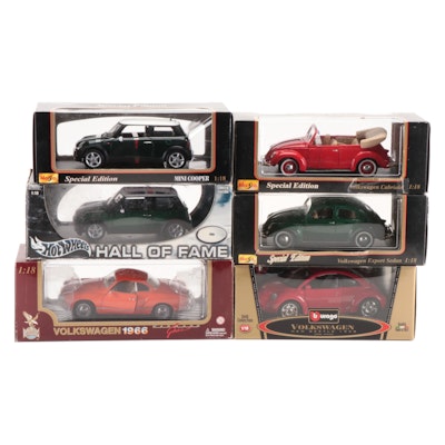 Maisto  Volkswagons, Mini Coopers and Other Die-Cast Metal Cars