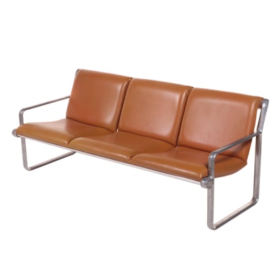 Bruce Hannah and Andrew Morrison for Knoll Aluminum and Vinyl 3-Seat Sofa, 1970s
