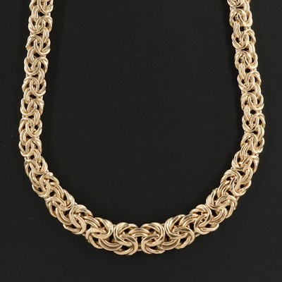 Italian 18K Graduated Byzantine Chain Necklace