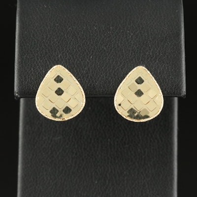 14K Square Detail Teardrop Earrings
